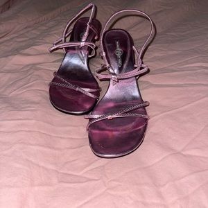 Y2K Metallic Pink Strappy Kitten Heels